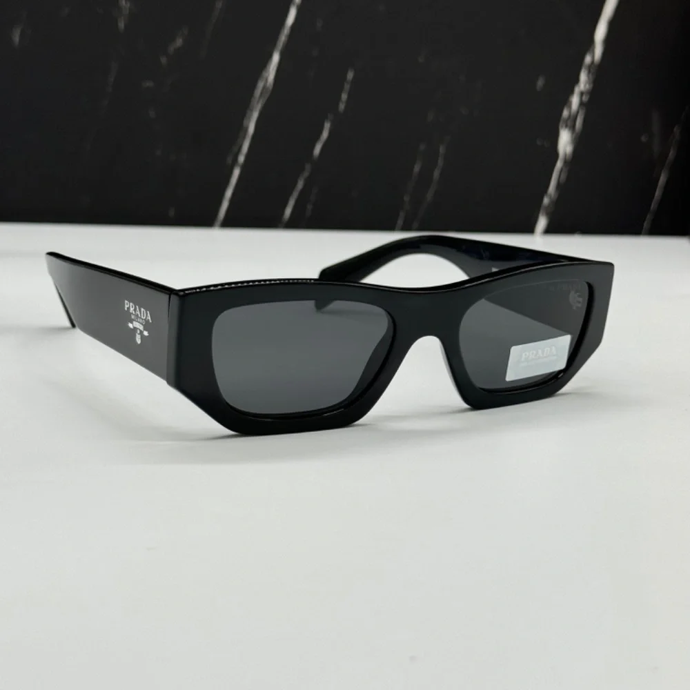 NEW PRADA SPRA01 16K08Z UNISEX SUNGLASSES PRA01S BLACK GEOMETRIC SPR A01 EYEWEAR - Picture 8 of 14